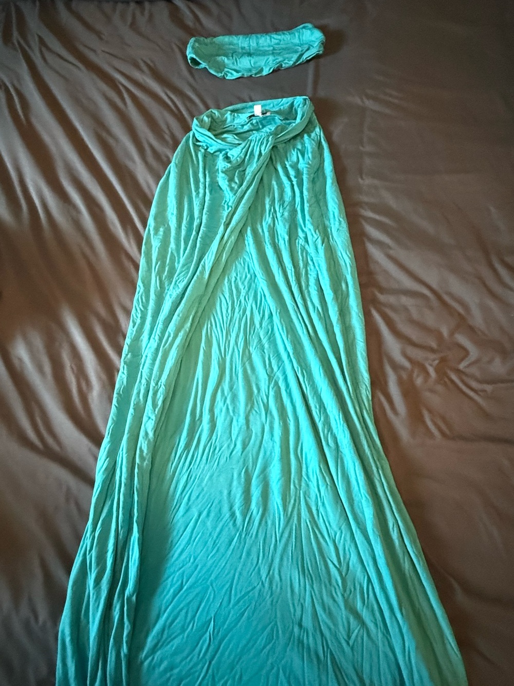 Lightweight Teal Maxi Skirt with Matching tube top